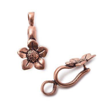 30x13mm Copper Forget Me Not Flower Pinch Bail Set of 2 (ONLINE ORDER ONLY)