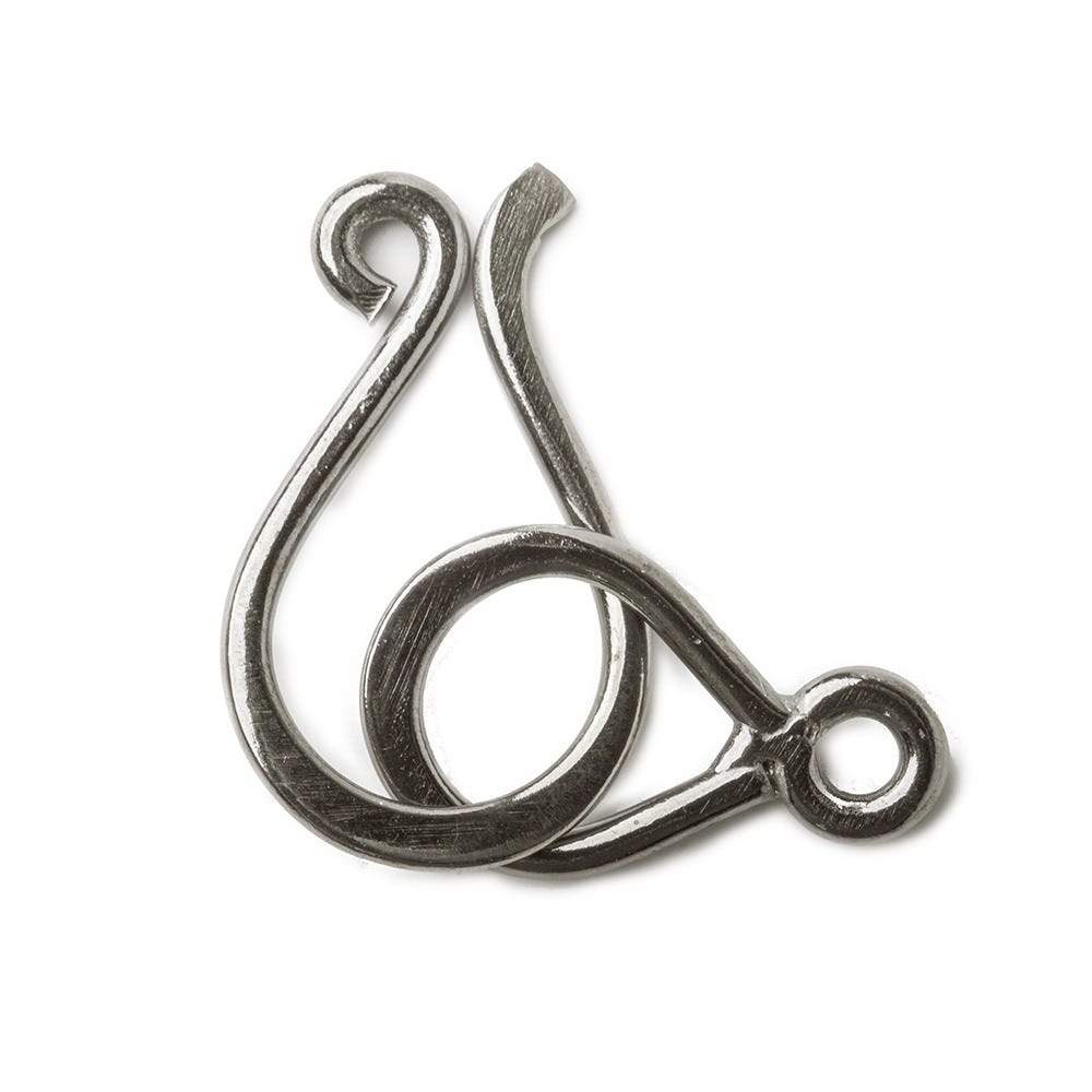 30x14mm Black Gold plated Silver Hook and Eye Clasp 1 piece Shiny (ONLINE ORDER ONLY)