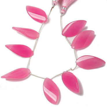 30x14mm Lipstick Pink Chalcedony Beads Plain Marquise Twist 8 inch 9 pcs (ONLINE ORDER ONLY)