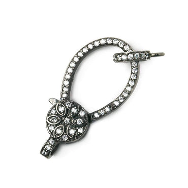 30x15mm Black Gold .925 Silver Pave CZ Lobster Clasp with CZ Ring 1 piece (ONLINE ORDER ONLY)