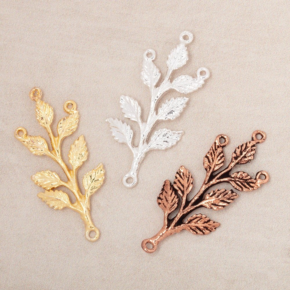 30x15mm Leafy Branch 3 Ring Charm Set of 2 pieces (ONLINE ORDER ONLY)