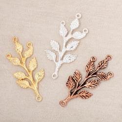 30x15mm Leafy Branch 3 Ring Charm Set of 2 pieces (ONLINE ORDER ONLY)