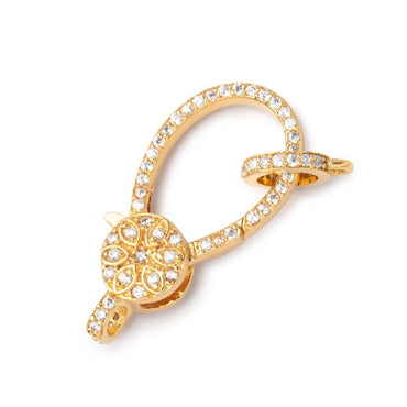 30x15mm Vermeil Pave CZ Lobster Clasp with CZ Ring 1 piece (ONLINE ORDER ONLY)