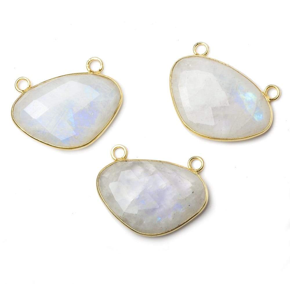30x20mm Vermeil Bezel Rainbow Moonstone Faceted Half Moon East West Connector 1 piece (ONLINE ORDER ONLY)