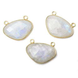 30x20mm Vermeil Bezel Rainbow Moonstone Faceted Half Moon East West Connector 1 piece (ONLINE ORDER ONLY)