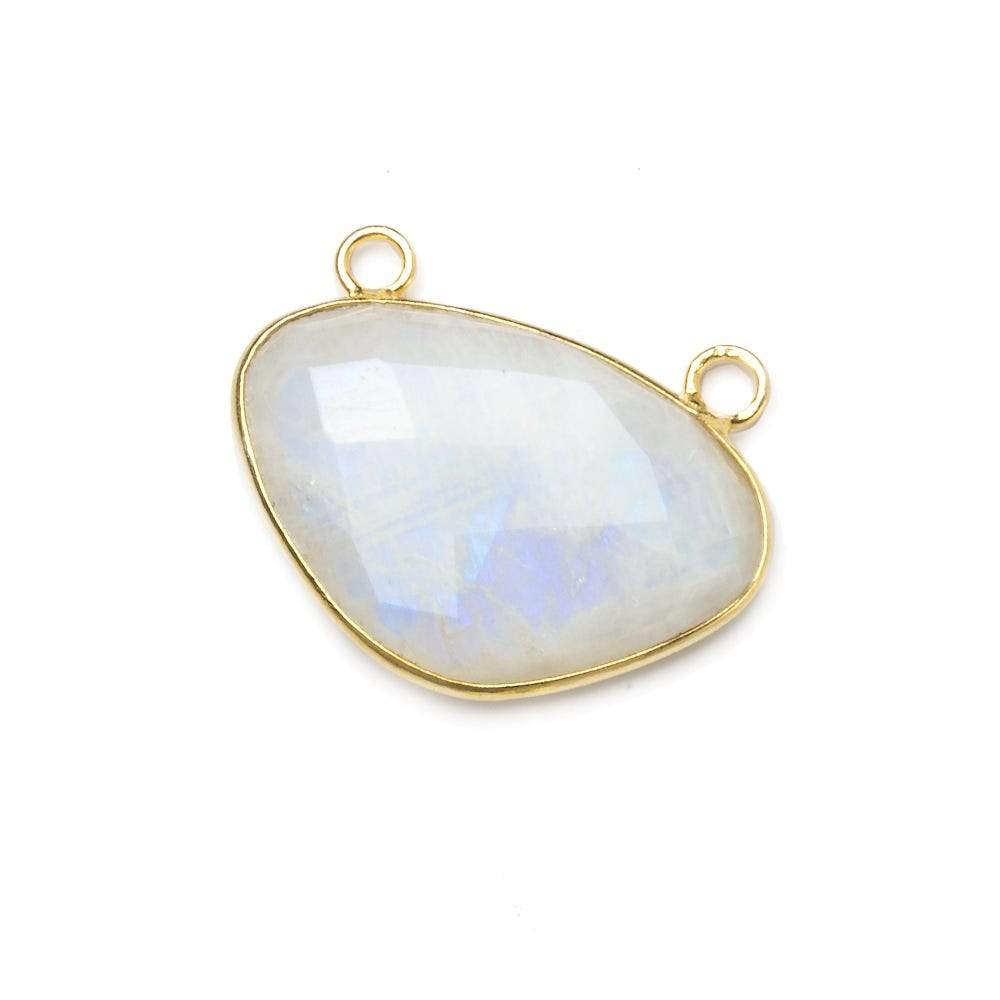 30x20mm Vermeil Bezel Rainbow Moonstone Faceted Half Moon East West Connector 1 piece (ONLINE ORDER ONLY)
