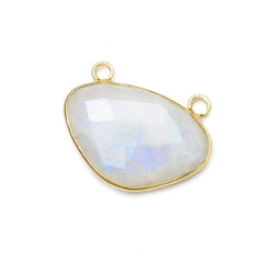 30x20mm Vermeil Bezel Rainbow Moonstone Faceted Half Moon East West Connector 1 piece (ONLINE ORDER ONLY)