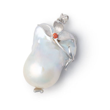 30x21mm .925 Silver Capped White Ultra Baroque Pearl Pendant 1 focal (ONLINE ORDER ONLY)