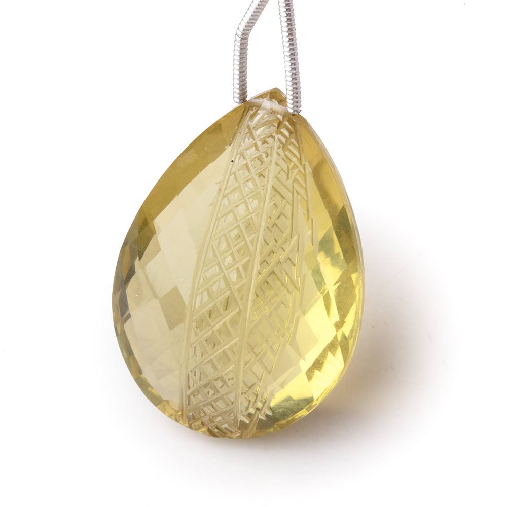30x21mm Lemon Quartz Hand Carved Pear Focal Bead 1 piece (ONLINE ORDER ONLY)