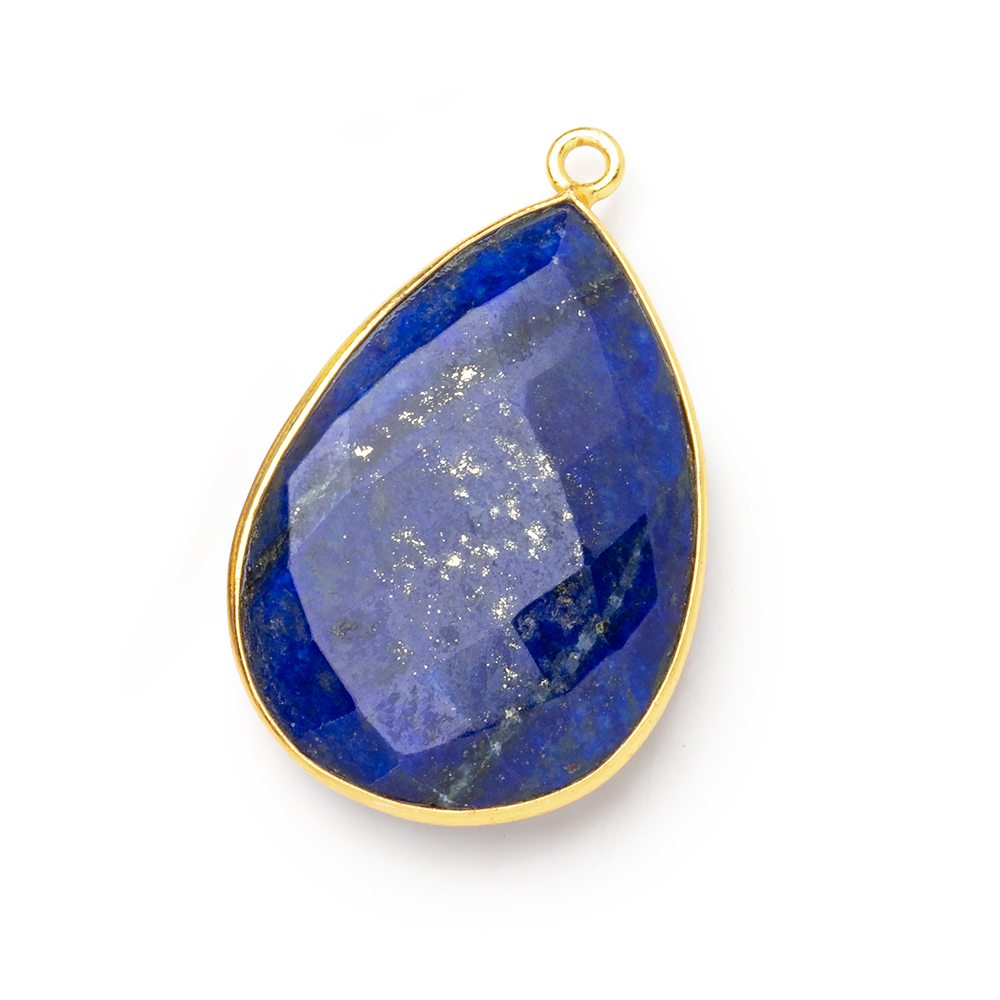 30x21mm Vermeil Bezel Lapis Lazuli Faceted Pear Pendant 1 piece (ONLINE ORDER ONLY)