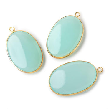 30x21mm Vermeil Bezel Seafoam Chalcedony Plain Oval Pendant 1 piece (ONLINE ORDER ONLY)