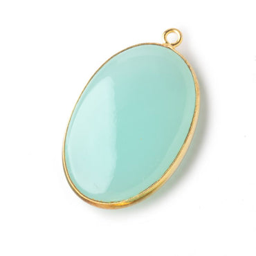 30x21mm Vermeil Bezel Seafoam Chalcedony Plain Oval Pendant 1 piece (ONLINE ORDER ONLY)