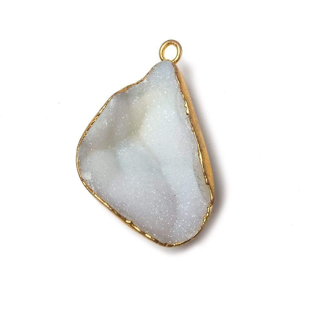 30x21x9mm 22kt Gold Leaf Edged White Drusy Focal Pendant 1 piece (ONLINE ORDER ONLY)