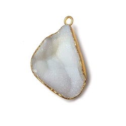 30x21x9mm 22kt Gold Leaf Edged White Drusy Focal Pendant 1 piece (ONLINE ORDER ONLY)