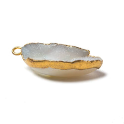 30x21x9mm 22kt Gold Leaf Edged White Drusy Focal Pendant 1 piece (ONLINE ORDER ONLY)