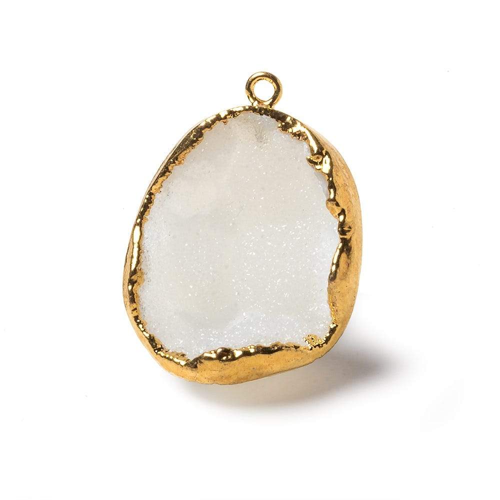30x22x14mm Gold Leaf Edge White Agate Drusy Pendant 1 piece (ONLINE ORDER ONLY)