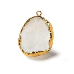 30x22x14mm Gold Leaf Edge White Agate Drusy Pendant 1 piece (ONLINE ORDER ONLY)