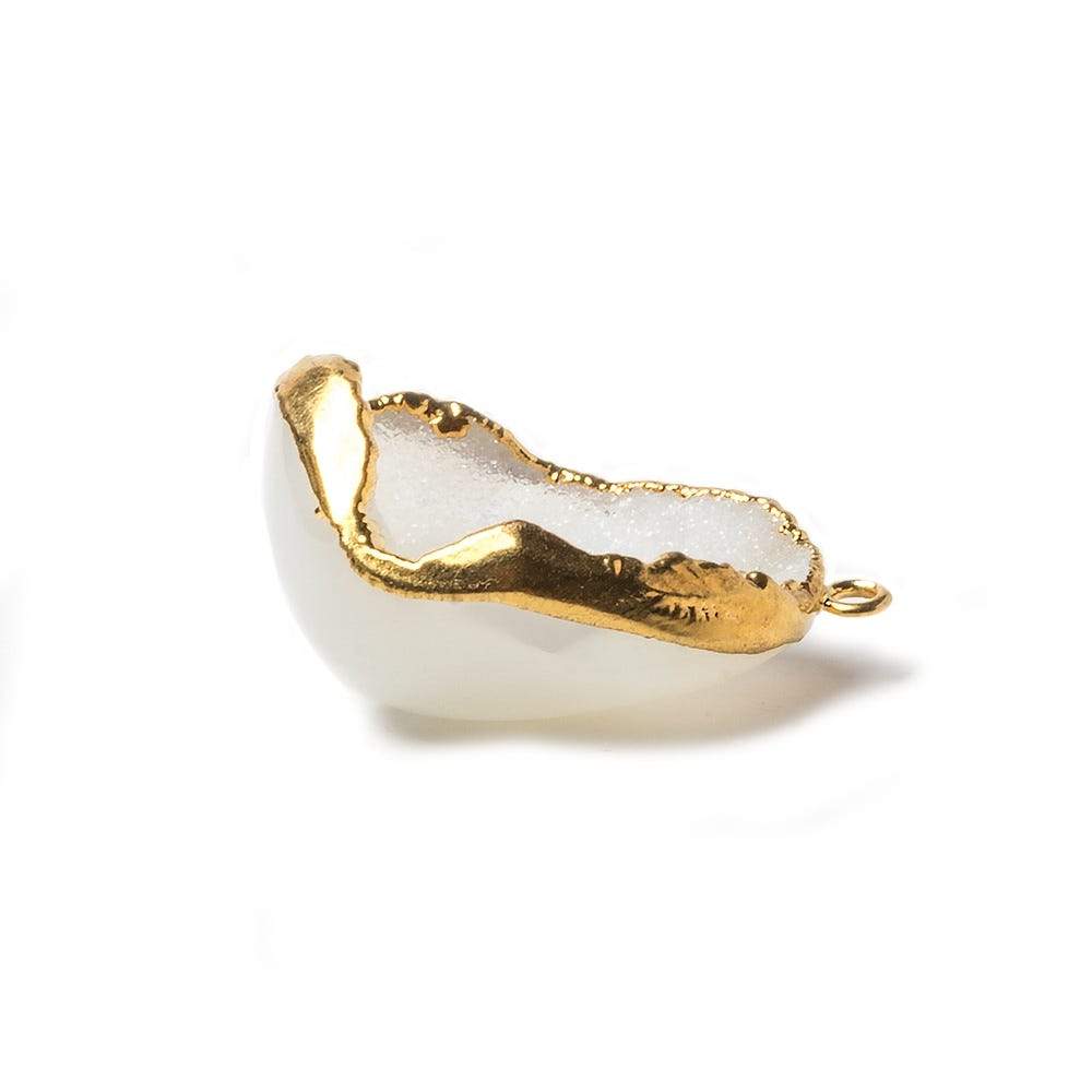 30x22x14mm Gold Leaf Edge White Agate Drusy Pendant 1 piece (ONLINE ORDER ONLY)
