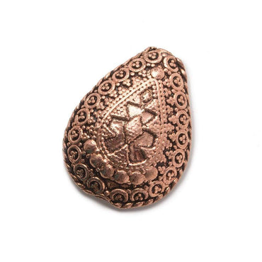 30x23x12mm Antiqued Copper Pear with Elegant Bali Scrollwork and Granulation 1 bead (ONLINE ORDER ONLY)