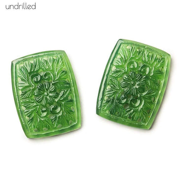 30x23x5mm Serpentine Gem Quality Hand Carved Rectangle Focal Set of 2 (ONLINE ORDER ONLY)