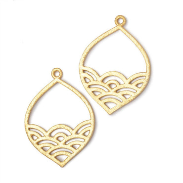 30x24mm Brushed Filigree Marquise Charm Set of 2 pieces (ONLINE ORDER ONLY)