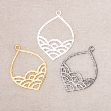 30x24mm Brushed Filigree Marquise Charm Set of 2 pieces (ONLINE ORDER ONLY)