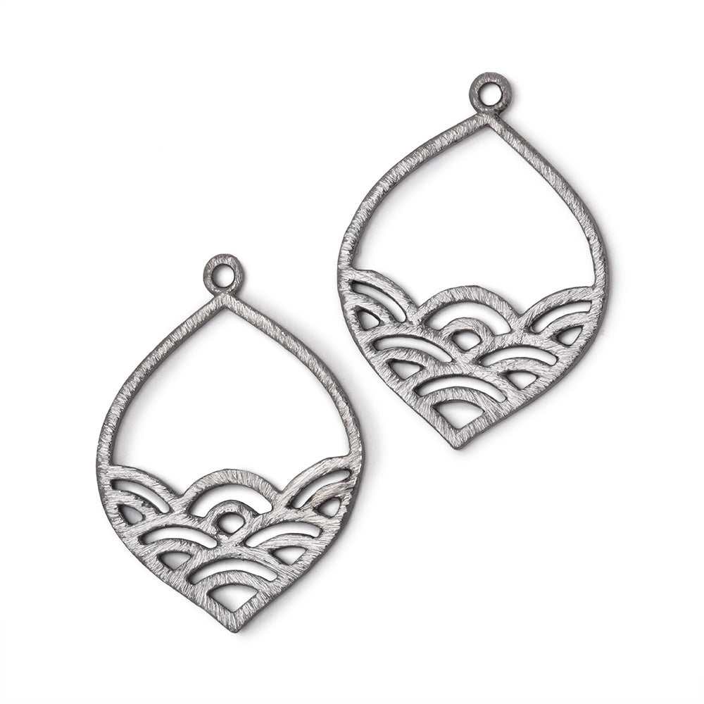 30x24mm Brushed Filigree Marquise Charm Set of 2 pieces (ONLINE ORDER ONLY)