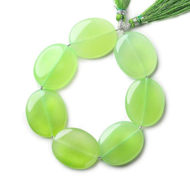 30x25mm Margarita Green Chalcedony Plain Ovals 8 inch 7 beads A (ONLINE ORDER ONLY)