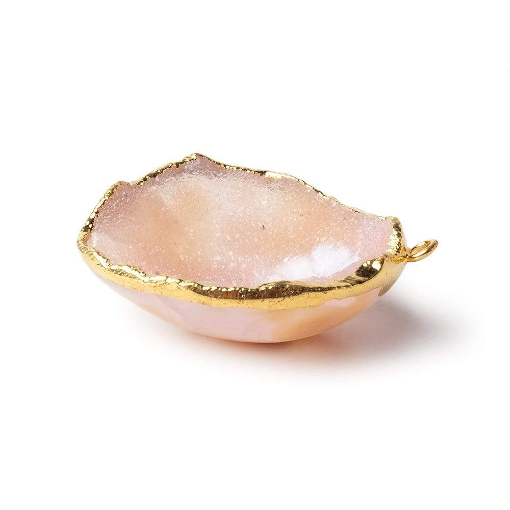 30x27x11mm Gold Leafed Pale Pink Drusy Focal Pendant 1 piece (ONLINE ORDER ONLY)