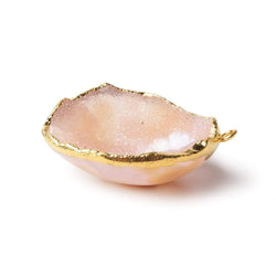 30x27x11mm Gold Leafed Pale Pink Drusy Focal Pendant 1 piece (ONLINE ORDER ONLY)