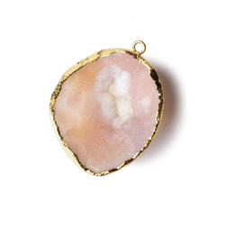 30x27x11mm Gold Leafed Pale Pink Drusy Focal Pendant 1 piece (ONLINE ORDER ONLY)