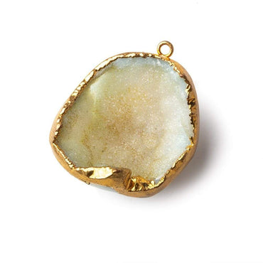 30x27x16mm Gold Leafed Butter Cream Concave Drusy Focal Pendant 1 piece (ONLINE ORDER ONLY)