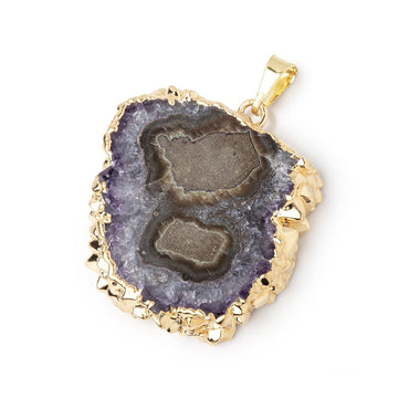 30x31mm Gold Leafed Amethyst Solar Quartz Slice Pendant 1 focal piece (ONLINE ORDER ONLY)