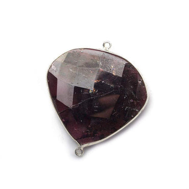 30x32mm Rhodolite Garnet Heart Sterling Silver Bezel Connector 1 piece (ONLINE ORDER ONLY)