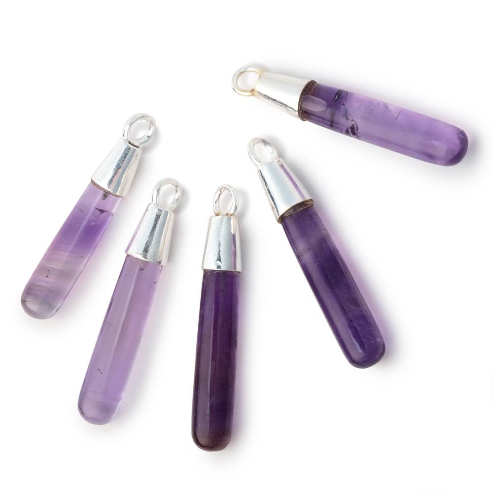 30x5.5mm Sterling Silver Capped Amethyst Plain Tear Drop Pendant 1 piece (ONLINE ORDER ONLY)