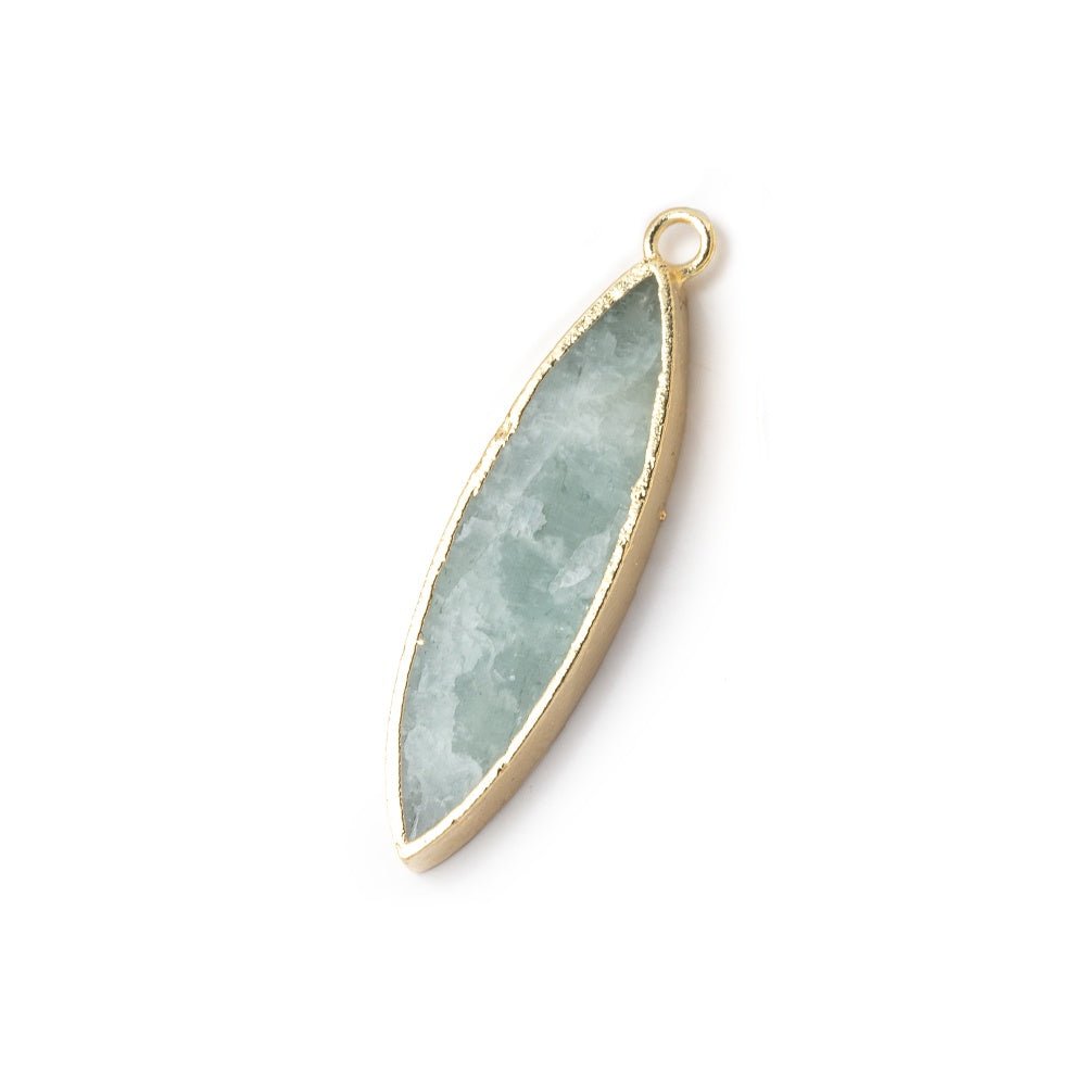 30x8mm Gold Leafed Aquamarine Marquise Focal Pendant 1 piece (ONLINE ORDER ONLY)