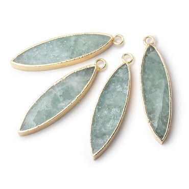 30x8mm Gold Leafed Aquamarine Marquise Focal Pendant 1 piece (ONLINE ORDER ONLY)