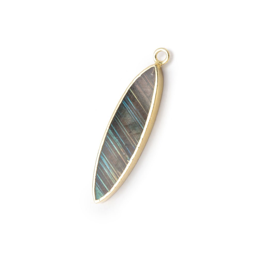 30x8mm Gold Leafed Labradorite Marquise Focal Pendant 1 piece (ONLINE ORDER ONLY)