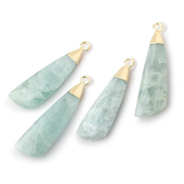 30x9mm Gold Leafed Aquamarine Fancy Shape Pendant 1 piece (ONLINE ORDER ONLY)