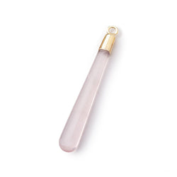 31-41mm Gold Leafed Rose Quartz Pear Pendant 1 focal piece (ONLINE ORDER ONLY)