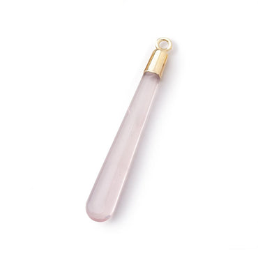 31-41mm Gold Leafed Rose Quartz Pear Pendant 1 focal piece (ONLINE ORDER ONLY)