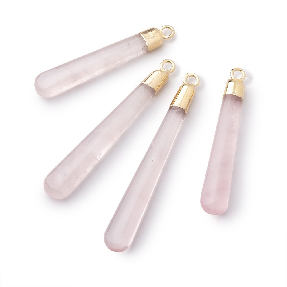 31-41mm Gold Leafed Rose Quartz Pear Pendant 1 focal piece (ONLINE ORDER ONLY)