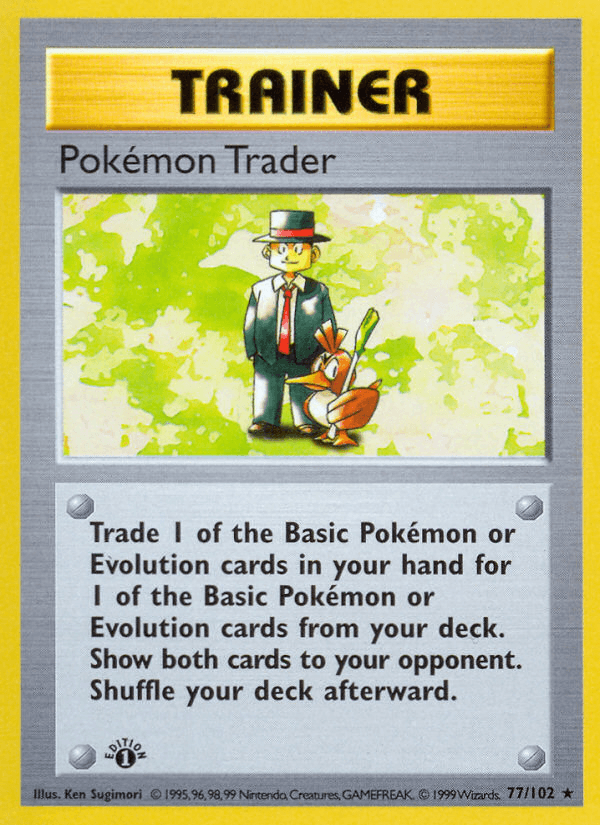 Pokemon Trader (77/102) (Shadowless) [Base Set 1st Edition] (Online Only)