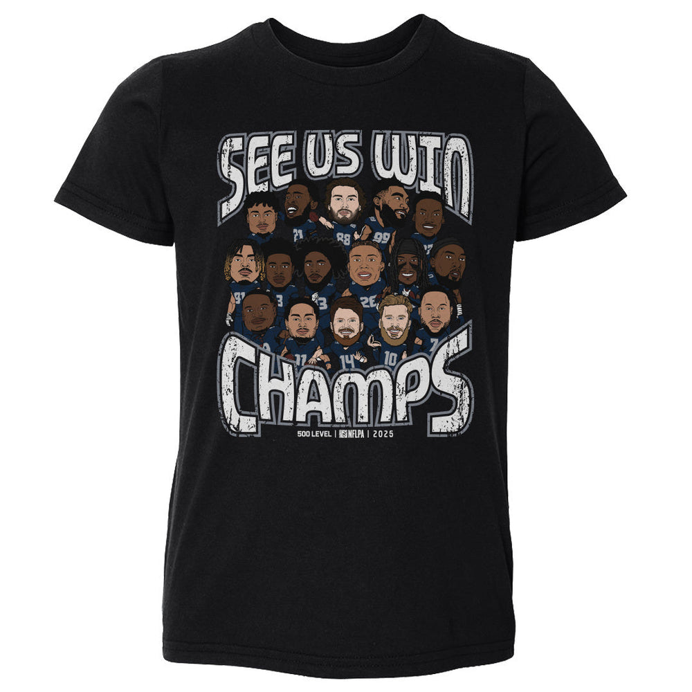 Seattle Football 2025 Champs Cartoon WHT (ONLINE ORDER ONLY)