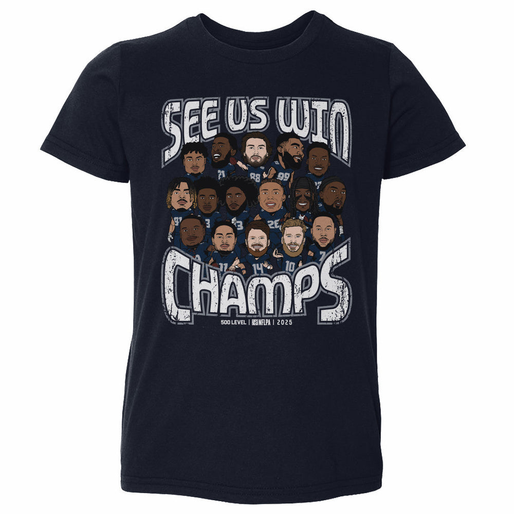 Seattle Football 2025 Champs Cartoon WHT (ONLINE ORDER ONLY)