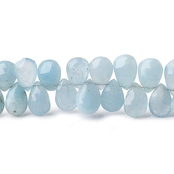 8x6mm Milky Aquamarine faceted pear beads 8 inch 65 pieces AA (ONLINE ORDER ONLY)