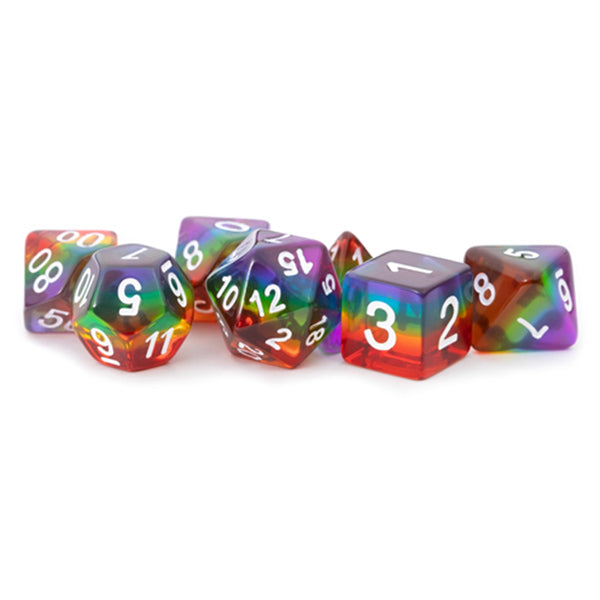 7 Die / Dice Set Translucent: Rainbow (Online Order Only)