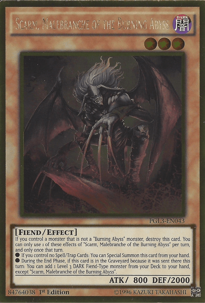 Scarm, Malebranche of the Burning Abyss [PGL3-EN043] Gold Rare (ONLINE ORDER ONLY)