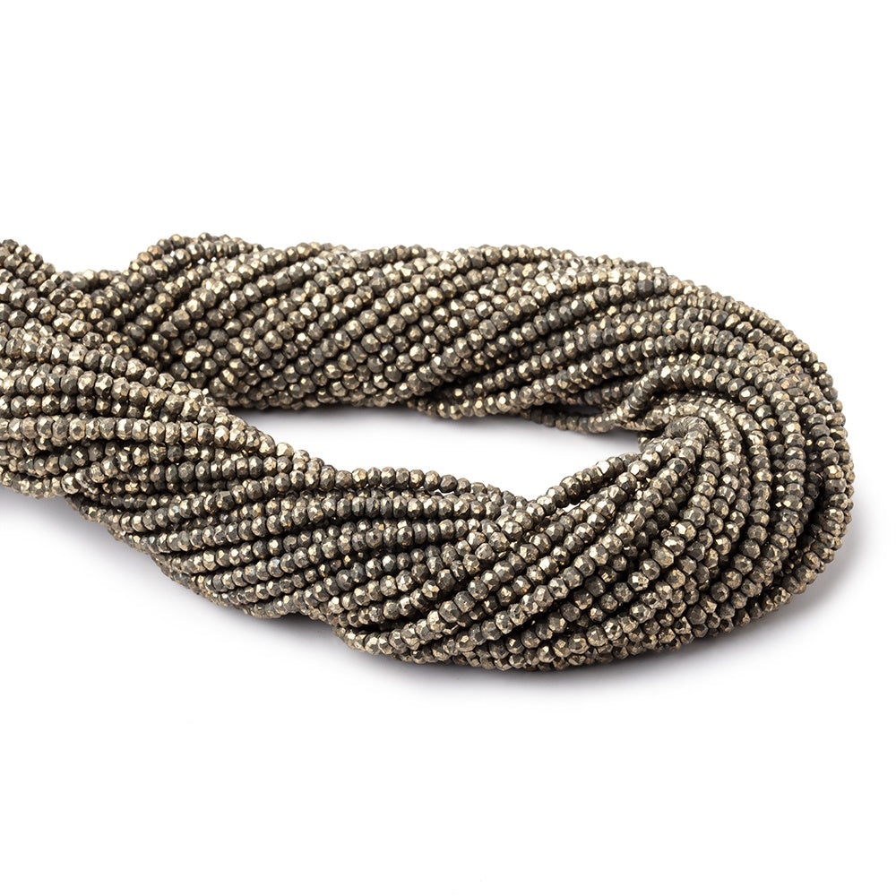 2.5mm Pyrite Faceted Rondelle Beads 13.5 inch 157 pieces (ONLINE ORDER ONLY)