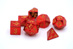 Red Chrome with Gold Solid Metal Barbarian Dice Set (ONLINE ORDER ONLY)